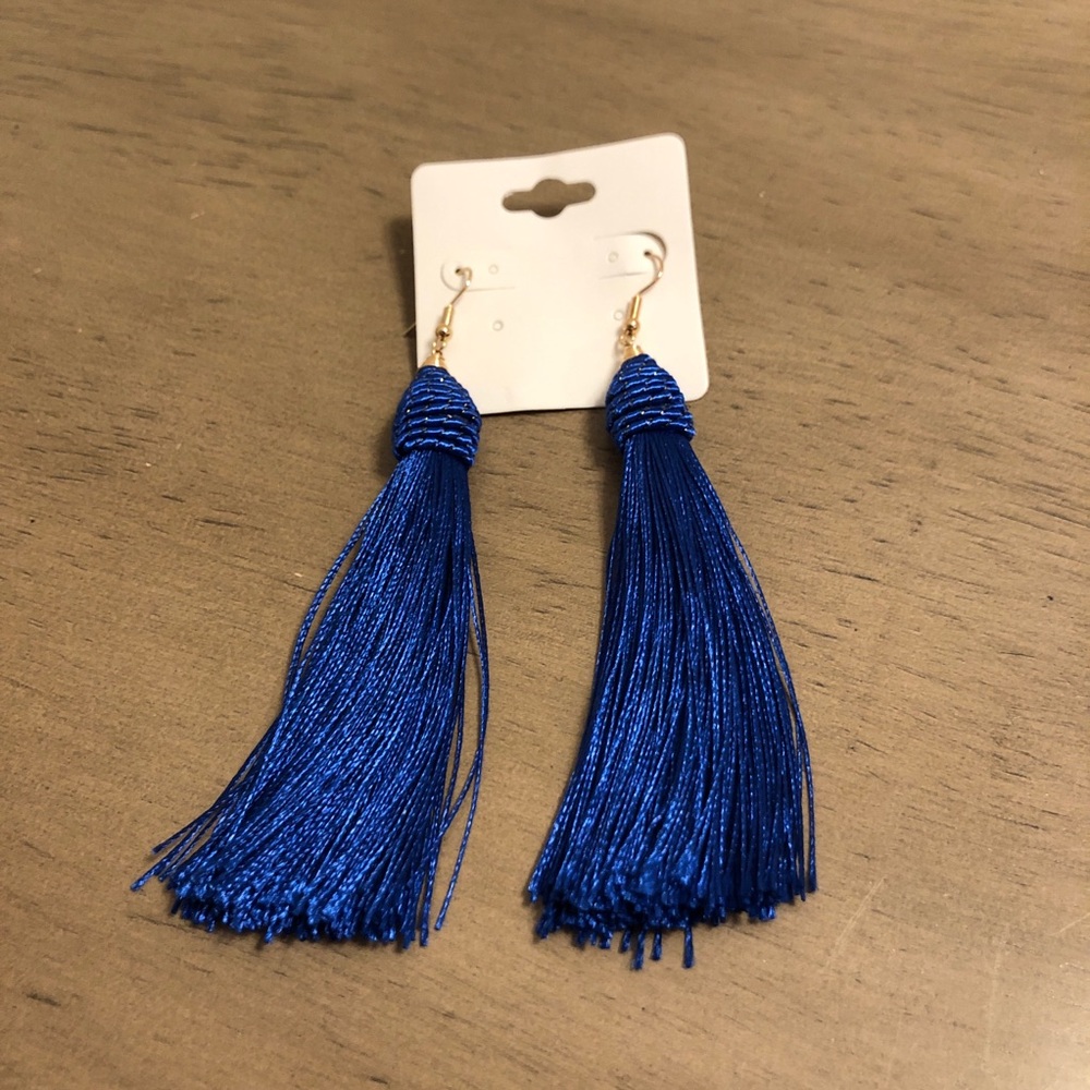 Jewelry - Blue Silky Tassel Fashion Earrings